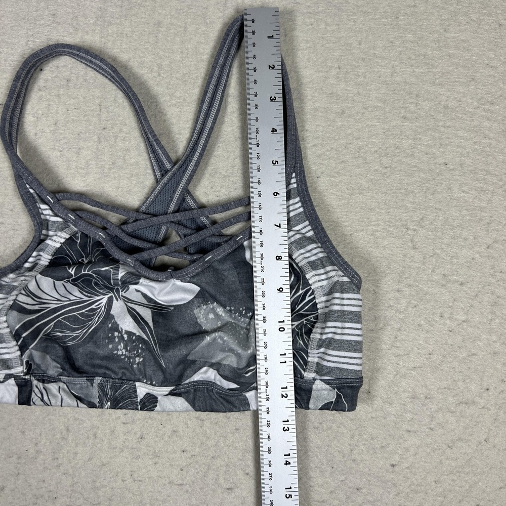 Athleta Sports Bra Womens‎ Small Gray Floral Strappy Lattice Back Pullover Yoga - Picture 7 of 8